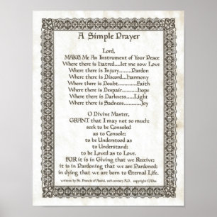 Pôster PAPA FRANCIS= ST FRANCIS PRAYER=Parchment SIMPLES
