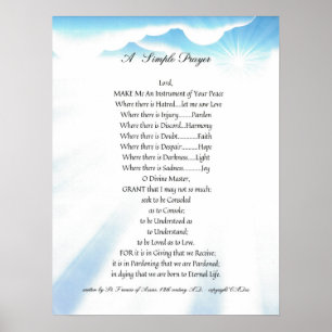 Poster PAPA FRANCIS= ST FRANCIS PRAYER=Sunbeam SIMPLES