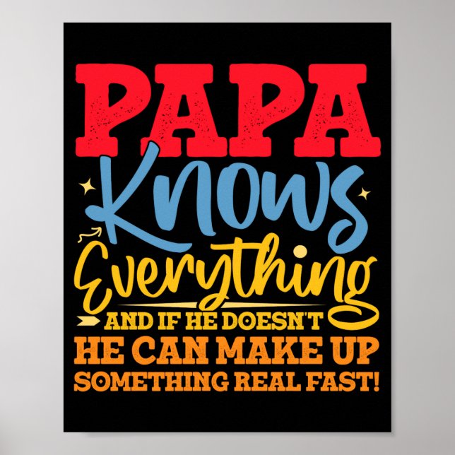 Poster Papa Know Everything Fathers Day Cool Father Funny (Frente)
