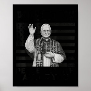 Poster Papa Leão Xiv 14º Primeiro Papa Americano Bandeira