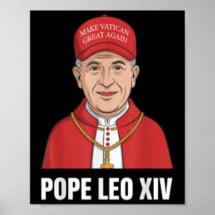 Poster Papa Leão Xiv, engraçado, faz Excelente Vaticano d