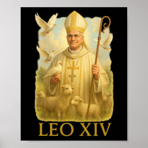 Poster Papa Leo Xiv Doves - Cristã Fé Católica Insp