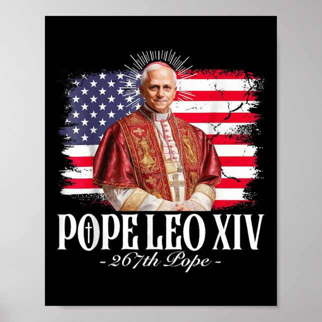 Poster Papa Leo Xiv Robert American Flag (Frente)
