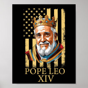 Poster Papa Leo Xiv, Vaticano de bandeira americana Leo X