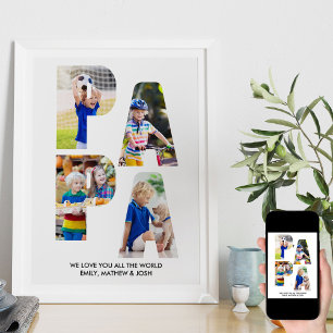 Poster PAPA - Letra Cutout Photo Collage Nome dos Netos