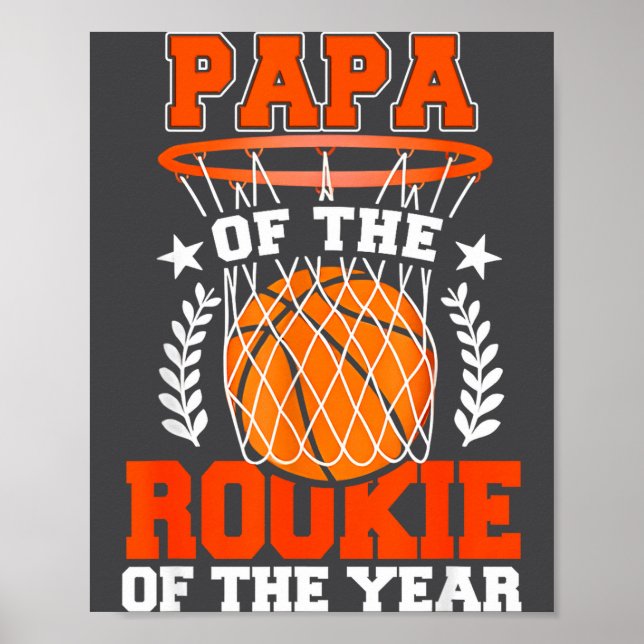 Poster Papa Of Rookie 1st Basketball Bday Theme Matching  (Frente)