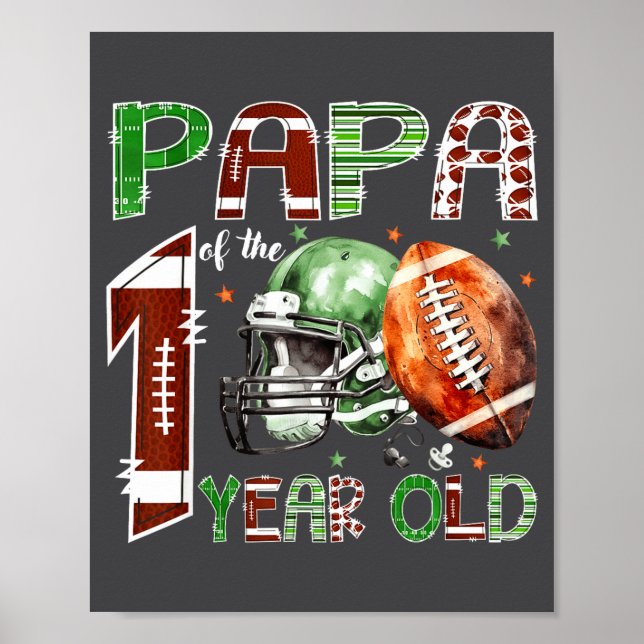 Poster Papa Of The 1 Year Old Football Lover 1st Birthday (Frente)