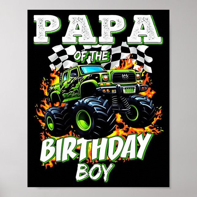 Poster Papa Of The Birthday Boy Monster Truck Birthday Ki (Frente)