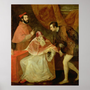 Poster Papa Paul III e seus sobrinho, 1545