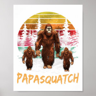 Poster Papa Squatch Retro Bigfoot Sasquatch Yeti Fath