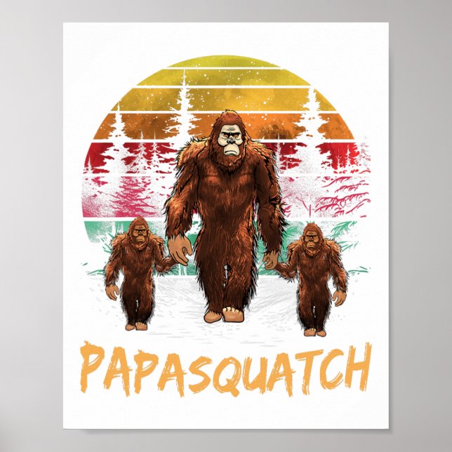 Poster Papa Squatch Retro Bigfoot Sasquatch Yeti Fath (Frente)