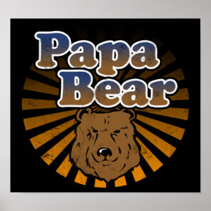 Pôster Papá Urso, Legal Dia de os pais Vintage
