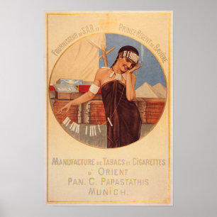 Poster PAPAESTE MUNICH Cigarette Cigarro Antigo Alemão