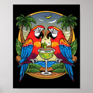Poster Papagaio Bebendo Margarita Verão Mulheres Amantes