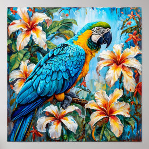 Poster Papagaio Cacatua Elegante Arte de Ave Exótica