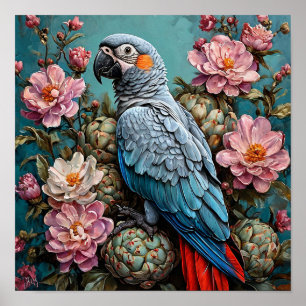 Poster Papagaio Cacatua em Vibrações Tropicais