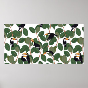 Poster Papagaio-do-tucano com folhas de palma de ficos