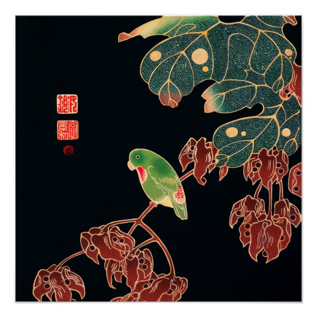 Pôster Papagaio Verde no Ramal (Frente)