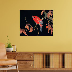 Poster Papagaio Vermelho no Galho de uma Árvore,