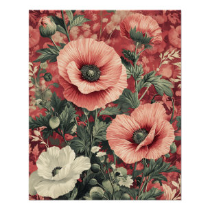 Pôster Papagaios brancos cor-de-rosa na moda