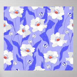 Poster Papagaios Brancos: Púrpura Roxa Desenhada À Mão Se