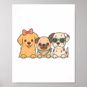 Poster Papagaios - Trio Bonito de Cães no Estilo de Paste