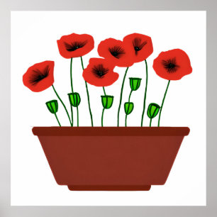Poster Papagaios vermelhos em uma plantação de Terracotta