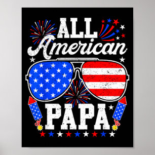 Poster Papai americano óculos de sol 4 de julho família