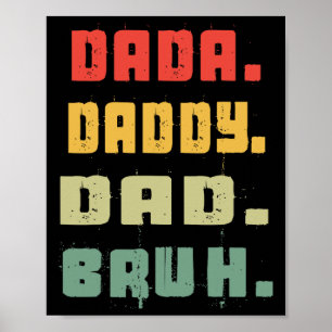 Poster Papai Dada Dad Bruh Dia dos Pais Vintage Engraçado