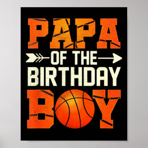 Poster Papai do menino do aniversário pai de basquete da