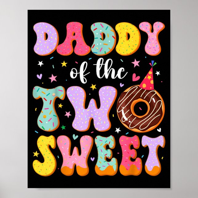 Poster Papai dos Dois Doce 2º Aniversário Donut Bday Par (Frente)
