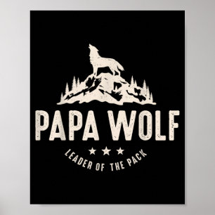 Poster Papai Lobo Dia dos Pais Pai Papai Animal Fofo Famí