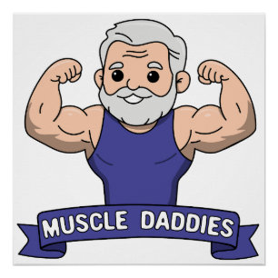 Pôster Papai Musculoso Kawaii Barbudo Fofo