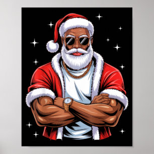 Poster Papai Noel Afro-Americano Legal de Natal Preto de