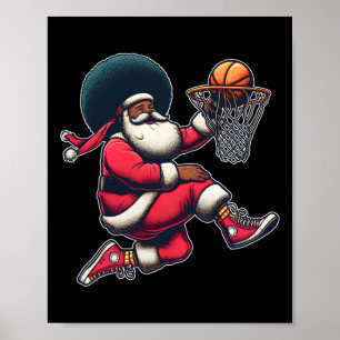 Poster Papai Noel Afro-Americano Natal Retrô Esboço
