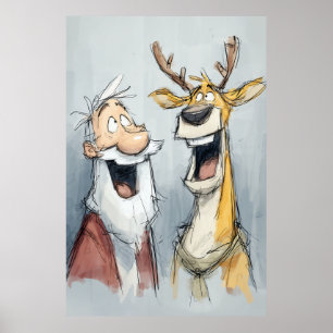 Poster Papai Noel Alegre e Renas Riem
