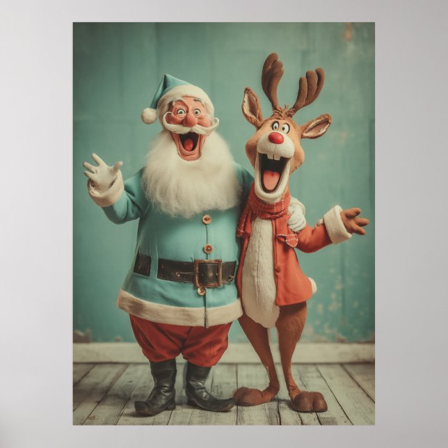 Poster Papai Noel Alegre e Rudi Cheer (Frente)