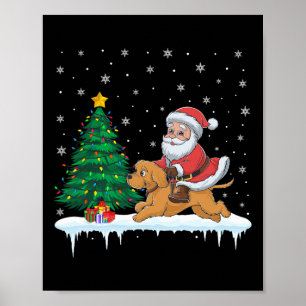 Poster Papai Noel Andando Apoo Cachorro Meninas Cristo