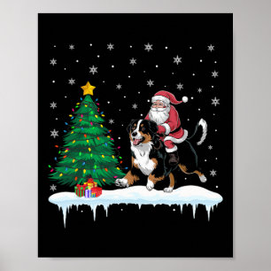 Poster Papai Noel Andando Bernarês Cachorros Montanhosos