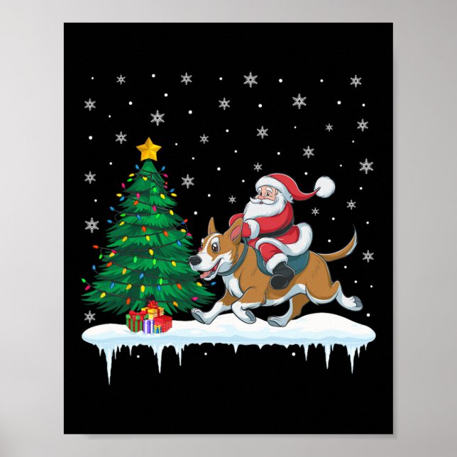 Poster Papai Noel Andando Cachorro Cachorro Meninas Crian (Frente)