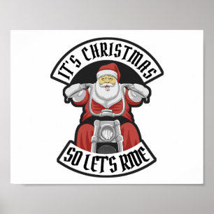 Poster Papai Noel andando de moto