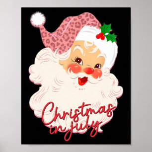 Poster Papai Noel Antigo Natal Em Julho Rosa Verão