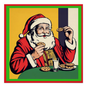 Pôster Papai Noel Aproveitando Um Lanche