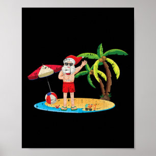 Poster Papai Noel Bebendo Natal Em Julho Frio Verão Tropi