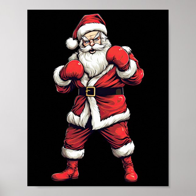 Poster Papai Noel Boxeador Boxe Kickboxing Natal Xmas (Frente)