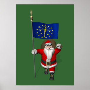Pôster Papai Noel com a bandeira de Indiana