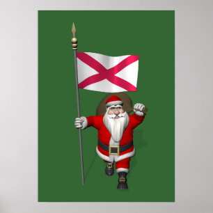 Pôster Papai Noel com a bandeira de Irlanda do Norte