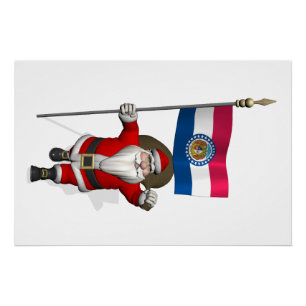 Pôster Papai Noel com a bandeira de Missouri