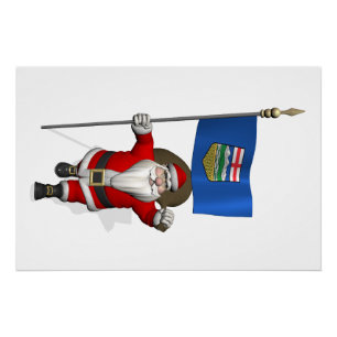 Pôster Papai Noel Com Bandeira De Alberta CDN