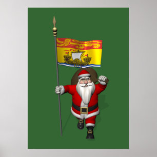 Pôster Papai Noel Com Bandeira De New Brunswick CDN